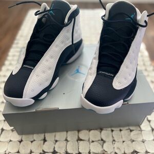 Air Jordan 13 Retro Dark Powder Blue and White Sneakers